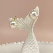 高跟鞋款天然淡水珍珠 大珍珠 純銀耳環