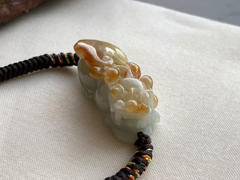 快速出貨 免費開光 天然A貨緬甸玉翡翠招財貔貅手鍊 黃翡 蜜糖黃