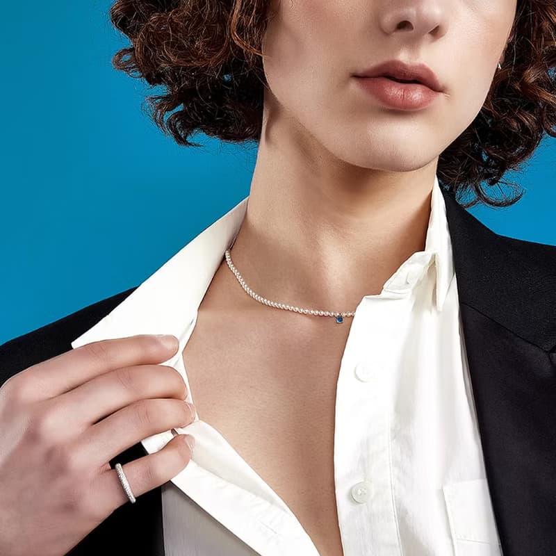 PEARL BB BLUE BIJOUX NECKLACE