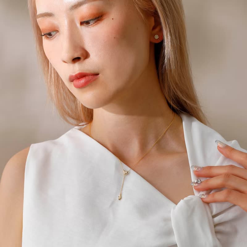 pendulum-beans necklace GD ニッケルフリー スムースラリエットネックレス 長さが自由に変えられるロングネックレス　ゴールド