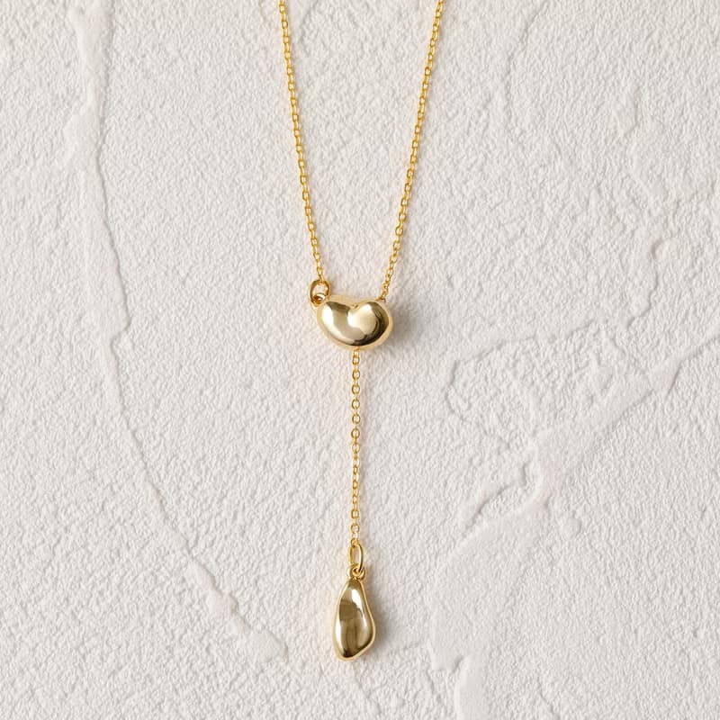 pendulum-beans necklace GD ニッケルフリー スムースラリエットネックレス 長さが自由に変えられるロングネックレス　ゴールド