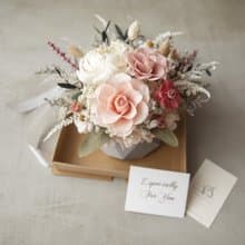 畢業生日情人節花禮牡丹粉紅色玫瑰永生花花盆