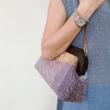 【CaCaの手織布】Lilac Pixie 木口金包/手拿包/單肩包
