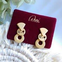Vintage Jewelry 西洋古董飾品 小巧 Duri 啞光幾何  針式耳環