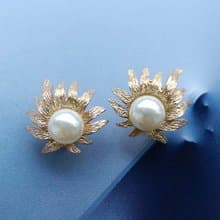 Vintage Jewelry 西洋古董飾品 JUDY LEE 葉子 仿珠 夾式耳環