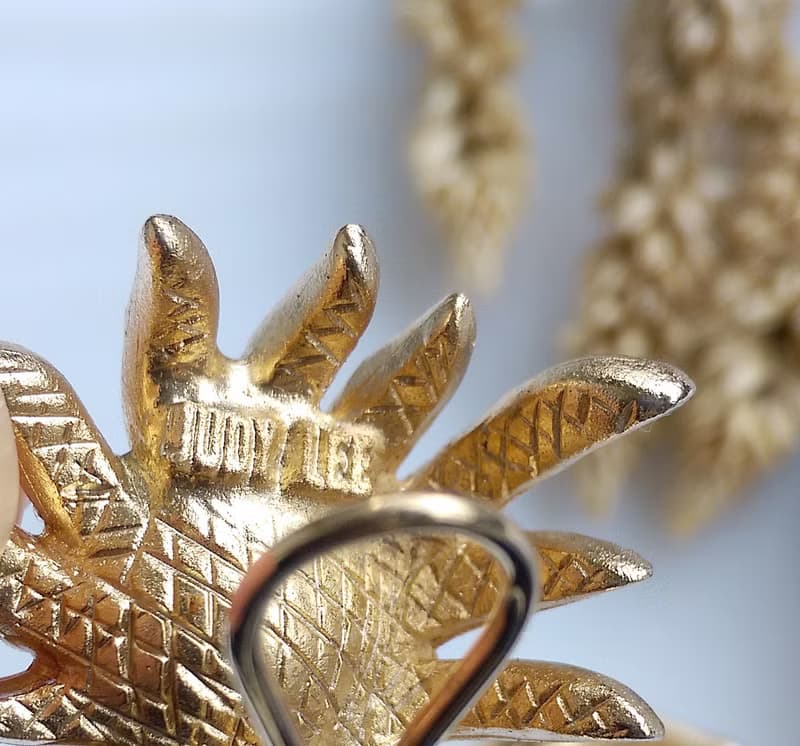 Vintage Jewelry 西洋古董飾品 JUDY LEE 葉子 仿珠 夾式耳環