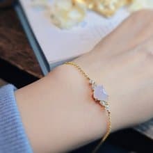 貴人•桃花|夢幻淡冰粉紫愛心|緬甸A貨翡翠純銀手鏈