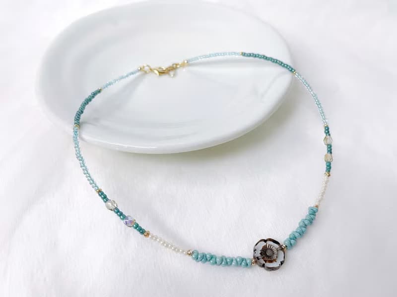 富士の花 || 復古串珠項鍊 頸鏈 鎖骨鏈