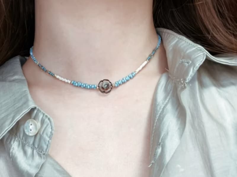 富士の花 || 復古串珠項鍊 頸鏈 鎖骨鏈