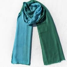 喀什米爾Cashmere/羊絨圍巾/純羊毛圍巾披巾/戒指絨披肩-藍綠漸層