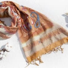 羊絨毯刺繡羊毛披肩/針織圍巾/刺繡圍巾/羊絨披巾/喀什米爾Cashmere 聖誕禮物 情人節禮物 交換禮物 生日禮物-花