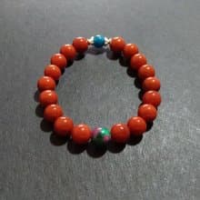 (天然石水晶手鍊)(清朝宮風)(紅瑪瑙x藍磷灰石x紅綠色珠)925純銀