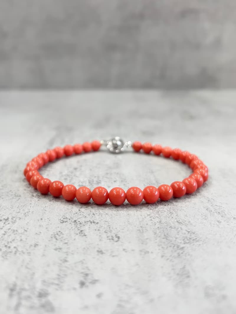 天然珊瑚手鍊 圓珠5.5~6.5mm 沙丁 優質天然珊瑚