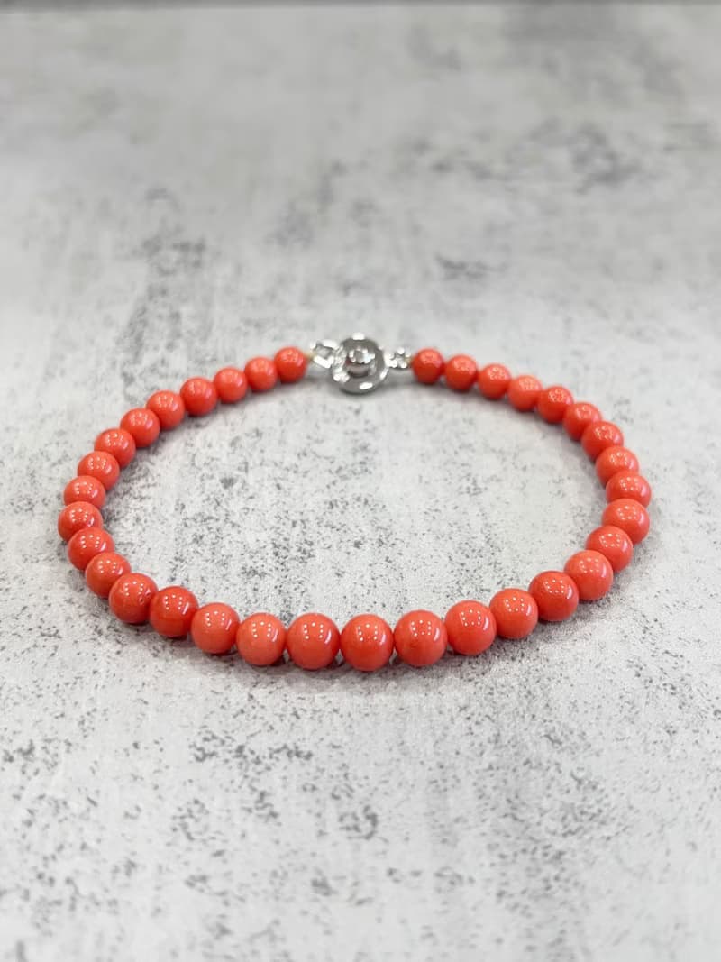 天然珊瑚手鍊 圓珠5.5~6.5mm 沙丁 優質天然珊瑚