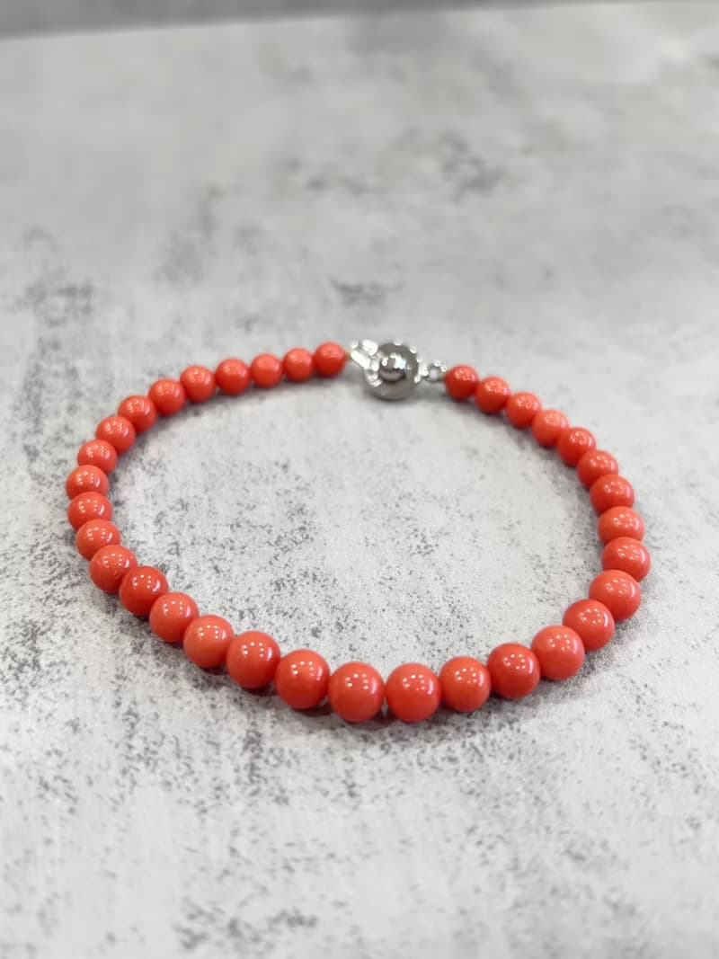 天然珊瑚手鍊 圓珠5.5~6.5mm 沙丁 優質天然珊瑚