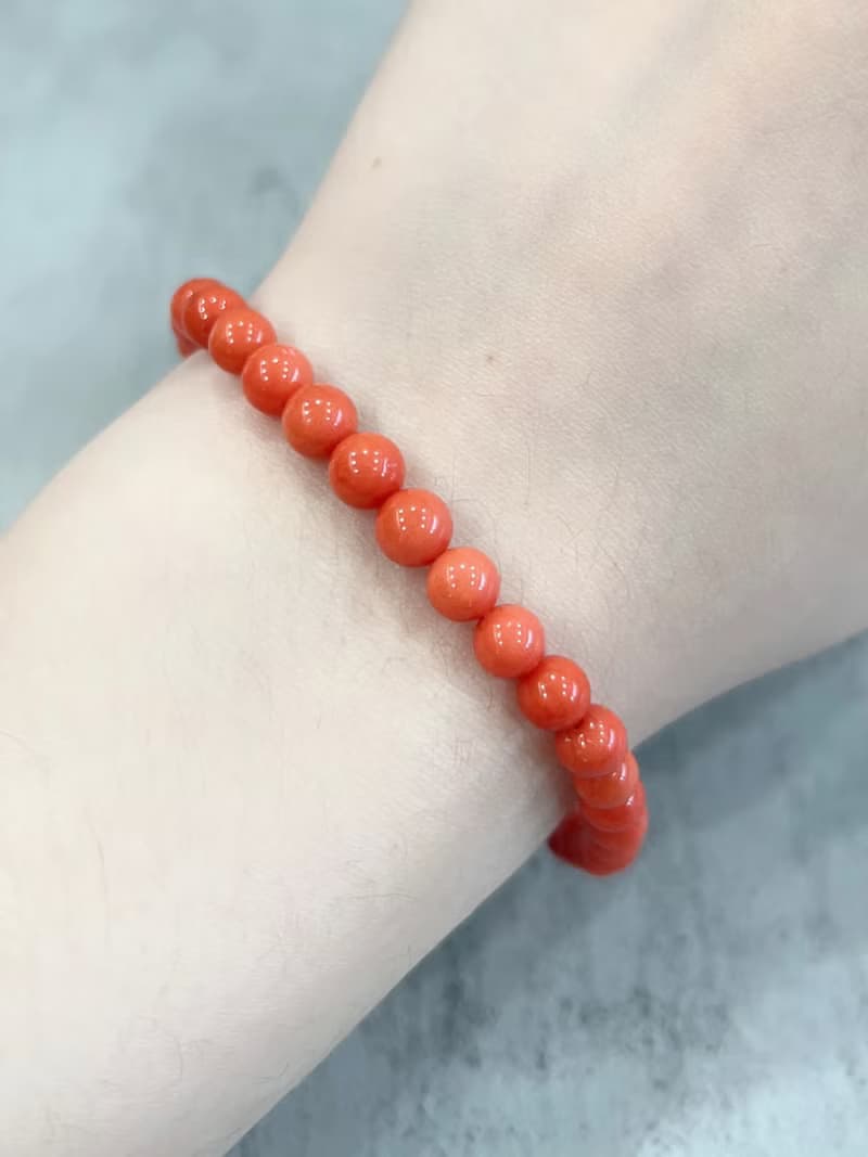 天然珊瑚手鍊 圓珠5.5~6.5mm 沙丁 優質天然珊瑚