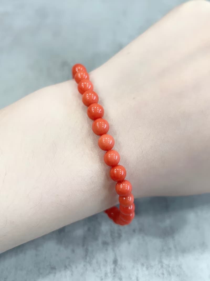 天然珊瑚手鍊 圓珠5.5~6.5mm 沙丁 優質天然珊瑚