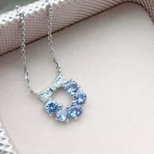 天然丹泉石  坦桑石 純銀項鍊 蝴蝶結 氣質優雅 火光閃耀 送禮