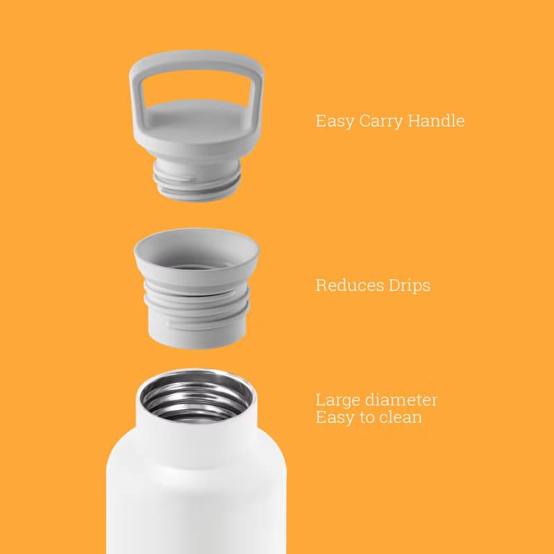 美國HYDY時尚保溫水瓶 CinCin White系列 | 南瓜橘-白瓶- 590ml