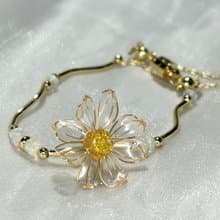 【透明波斯菊x蛋白石 - 水晶花手鏈】十月生日花 生日石 花言日和