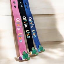 個人化全彩姓名刺繡行李飄帶-仙人掌款