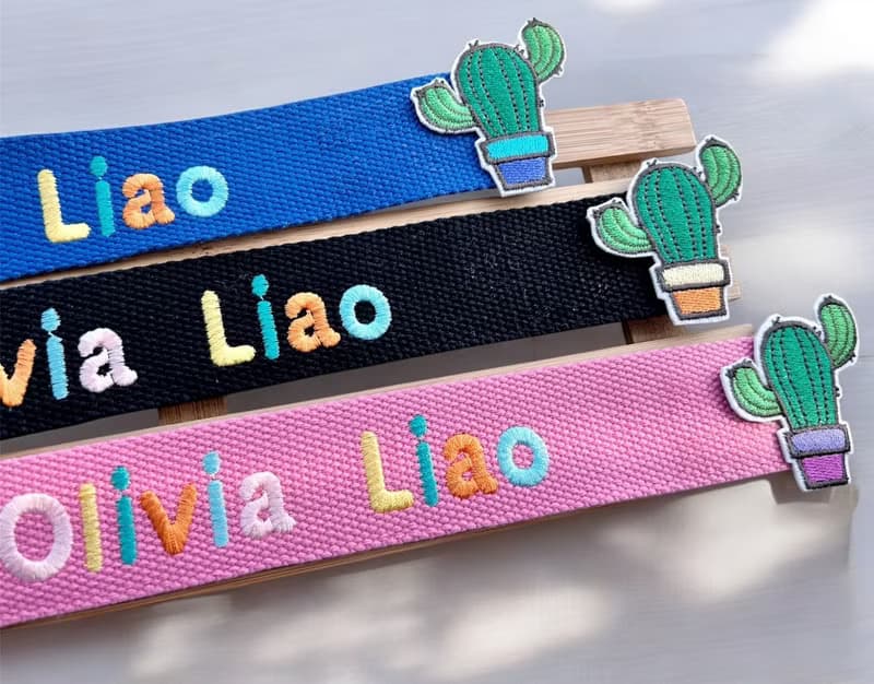個人化全彩姓名刺繡行李飄帶-仙人掌款