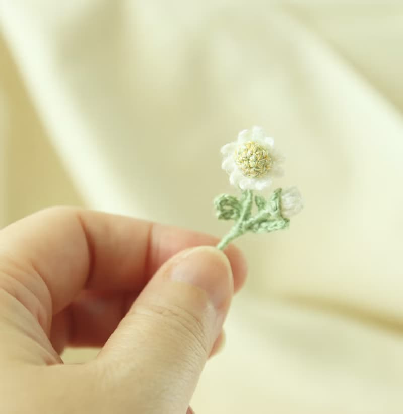 薰衣草 洋甘菊 花束胸針 L 人手鉤針編織 日本天然麻線 清新優雅