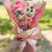 畢業糖霜餅乾花束—畢業女孩+畢業兔2片糖霜餅乾 低糖無香