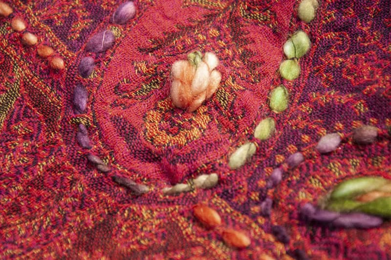 喀什米爾Cashmere/水煮羊毛披肩/針織圍巾/刺繡圍巾/羊絨披巾-花