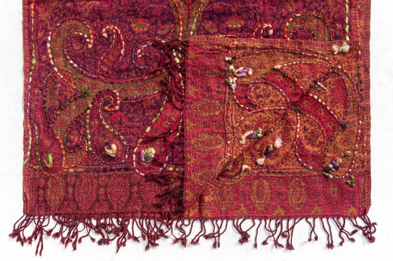 喀什米爾Cashmere/水煮羊毛披肩/針織圍巾/刺繡圍巾/羊絨披巾-花