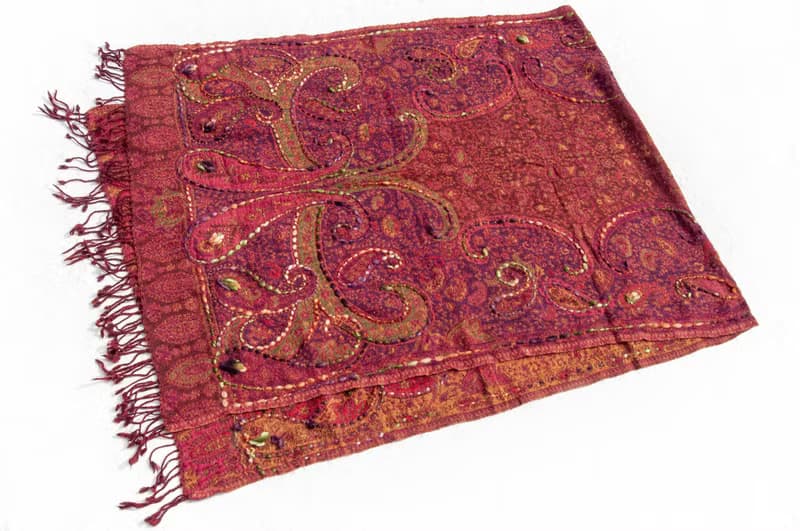 喀什米爾Cashmere/水煮羊毛披肩/針織圍巾/刺繡圍巾/羊絨披巾-花