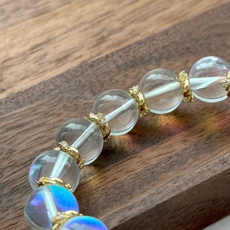 【幸運平安琉璃】白琉璃紅瑪瑙扭紋鍍金手鏈 佛像吊牌 樂觀快樂