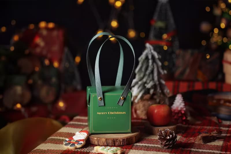 【禾果】【聖誕禮盒】Xmas手提聖誕方形禮盒-綠色(內含4包果乾)