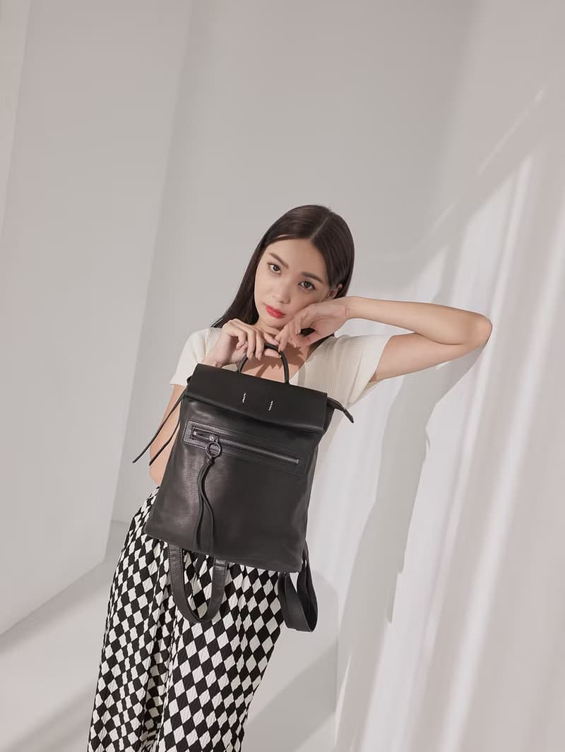 supportingrolestudio小率性簡單實用多層方形真皮後背包 黑