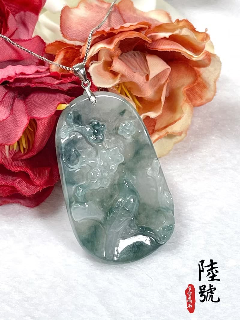 多寶晶石/天然飄花翡翠/喜上眉梢/大喜臨門/藍花/結婚禮物/長輩