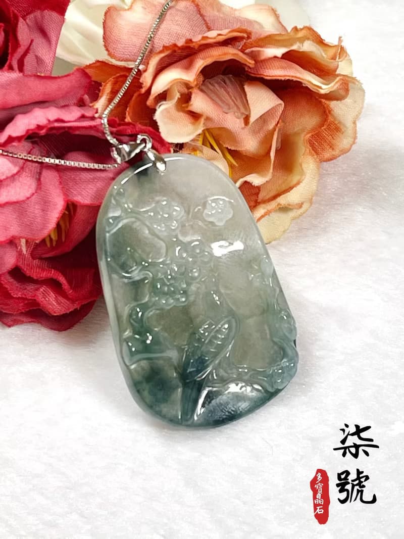 多寶晶石/天然飄花翡翠/喜上眉梢/大喜臨門/藍花/結婚禮物/長輩