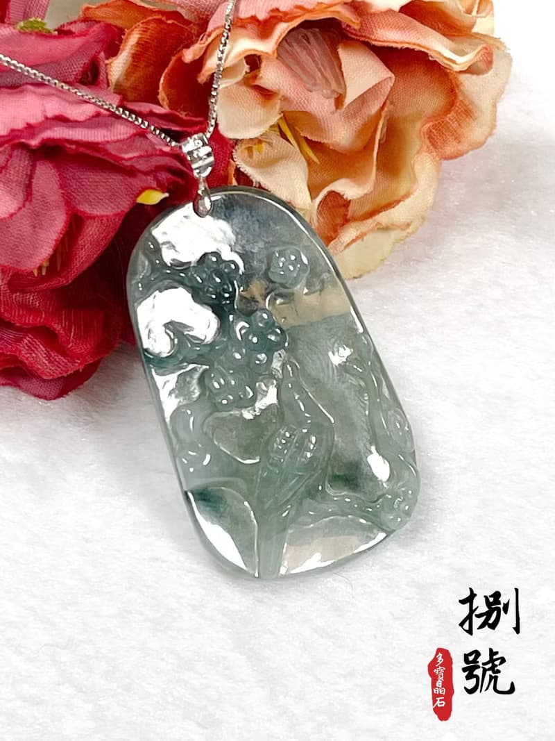 多寶晶石/天然飄花翡翠/喜上眉梢/大喜臨門/藍花/結婚禮物/長輩