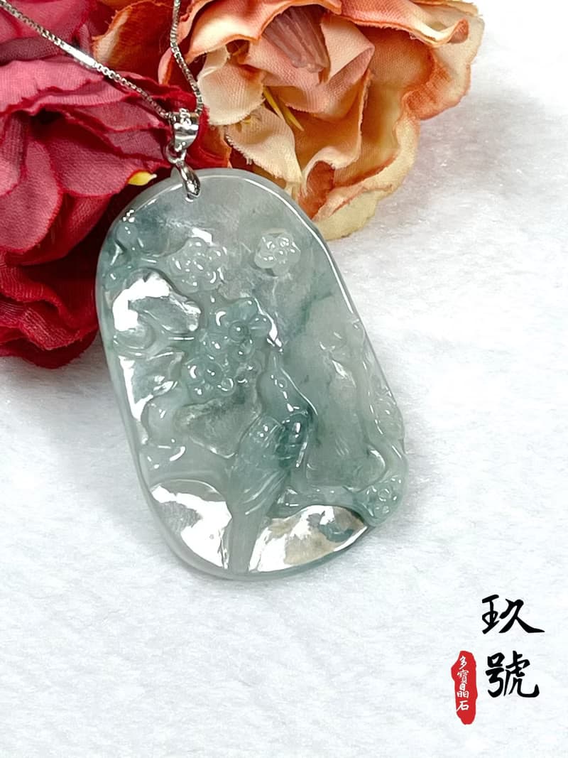 多寶晶石/天然飄花翡翠/喜上眉梢/大喜臨門/藍花/結婚禮物/長輩