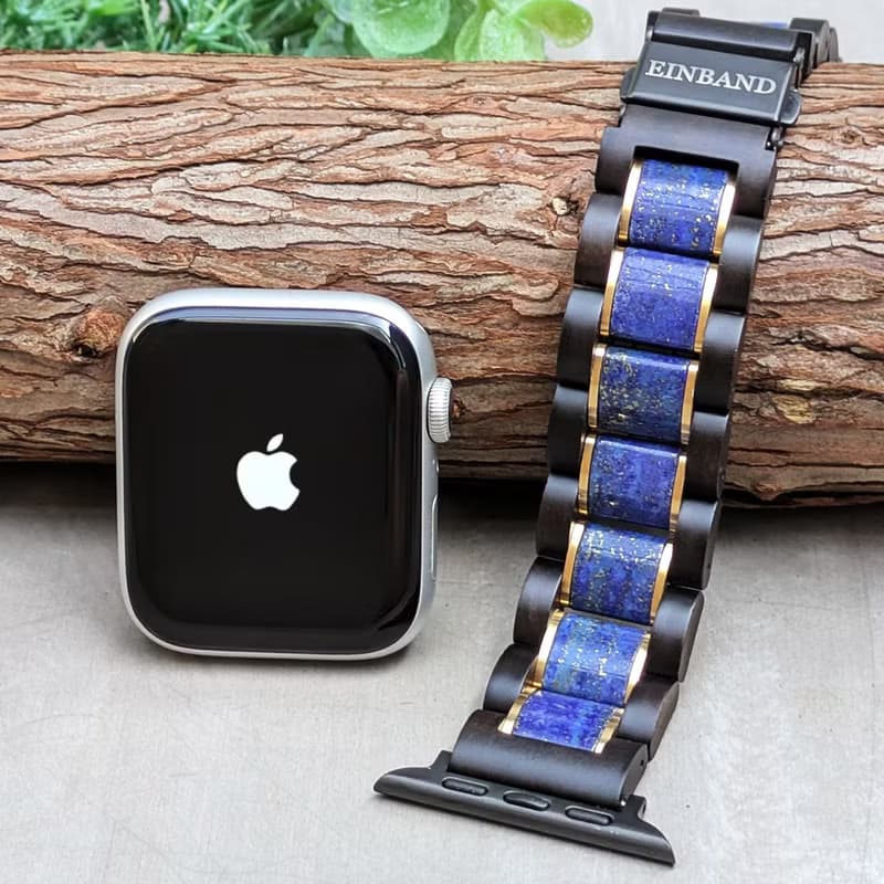 【木製バンド】EINBAND AppleWatch 天然木バンド 20mm ラピスラズリ×サンダルウッド
