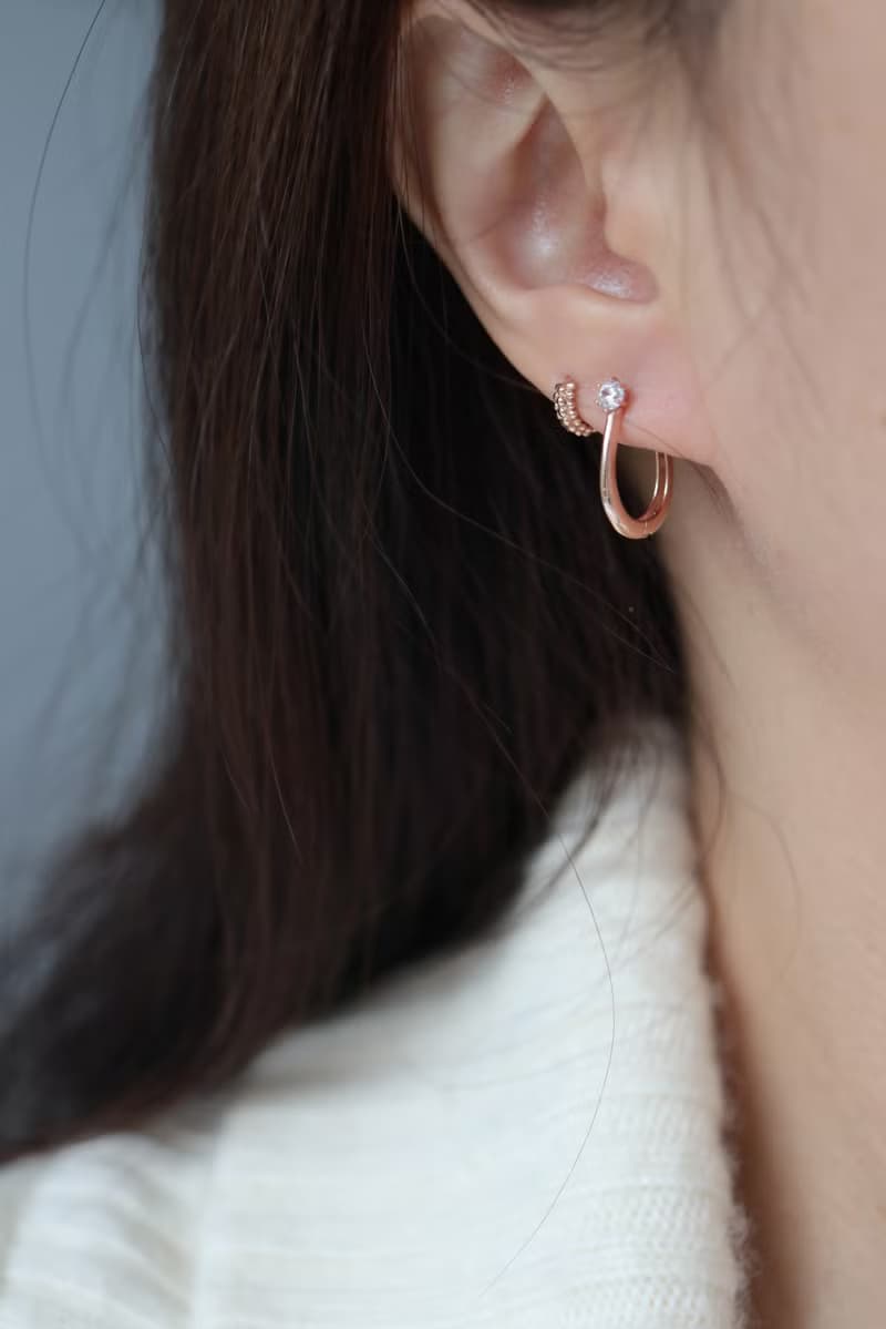 14K Oval CZ Earring 橢圓單鑽耳扣耳環