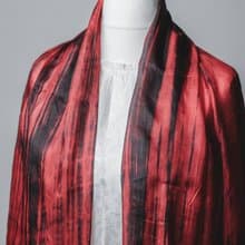 100% Mulberry Silk Scarf – Hand Dyed, Lightweight, Red and Black