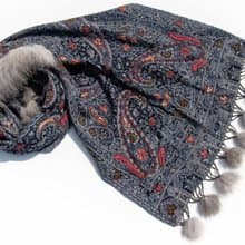 喀什米爾Cashmere/水煮羊毛披肩/針織圍巾/刺繡圍巾/羊絨披巾-花