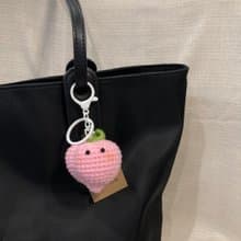 peach crochet keychain