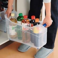 日本inomata 日本製櫥櫃用置物收納籃(附提把&滑輪)-3入