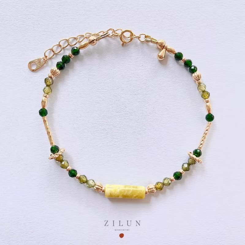 【五月】誕生石手鍊 • 福爾摩沙抹茶山 成品&材料包 • 可碰水