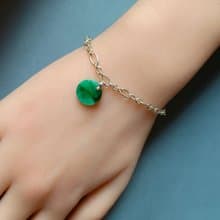 圓心守護 | 天然緬甸綠翡翠無事牌純銀手鍊 | 平安轉運・圓滿相隨
