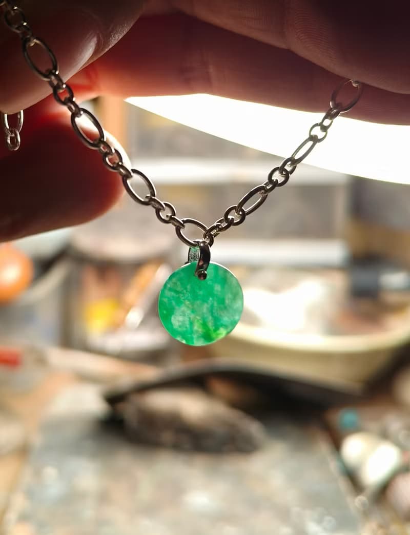 圓心守護 | 天然緬甸綠翡翠無事牌純銀手鍊 | 平安轉運・圓滿相隨