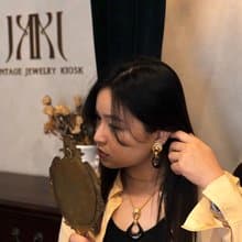 美國Monet品牌古董 黑琺瑯金環設計 專利無痛耳夾長項鍊兩件套