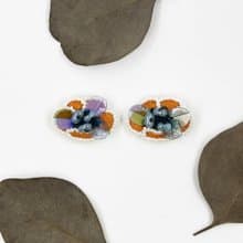 | 茷 | 耳針/耳夾 | #216 | 手刺繡茷花耳環
