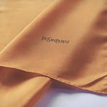 Vintage Yves Saint Laurent Orange Silk Scarf, 22x 23 inches, hand rolled, 100%